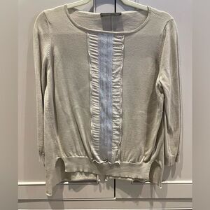 Fabiana Filippi | Beige Long Sleeve Top with bedazzle accents (Size M)